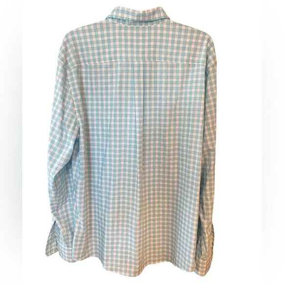 Johnnie-O Sz L Men’s Turquoise Allworth PREP-FORMANCE Check Button-Up Shirt - Picture 2 of 6